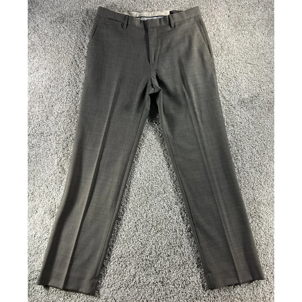 Banana Republic Mens 33x32 Tailored Slim Fit Brown Wool Dress Pants